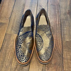 Free People | Snake Eyes Loafer Gold Navy Metallic
